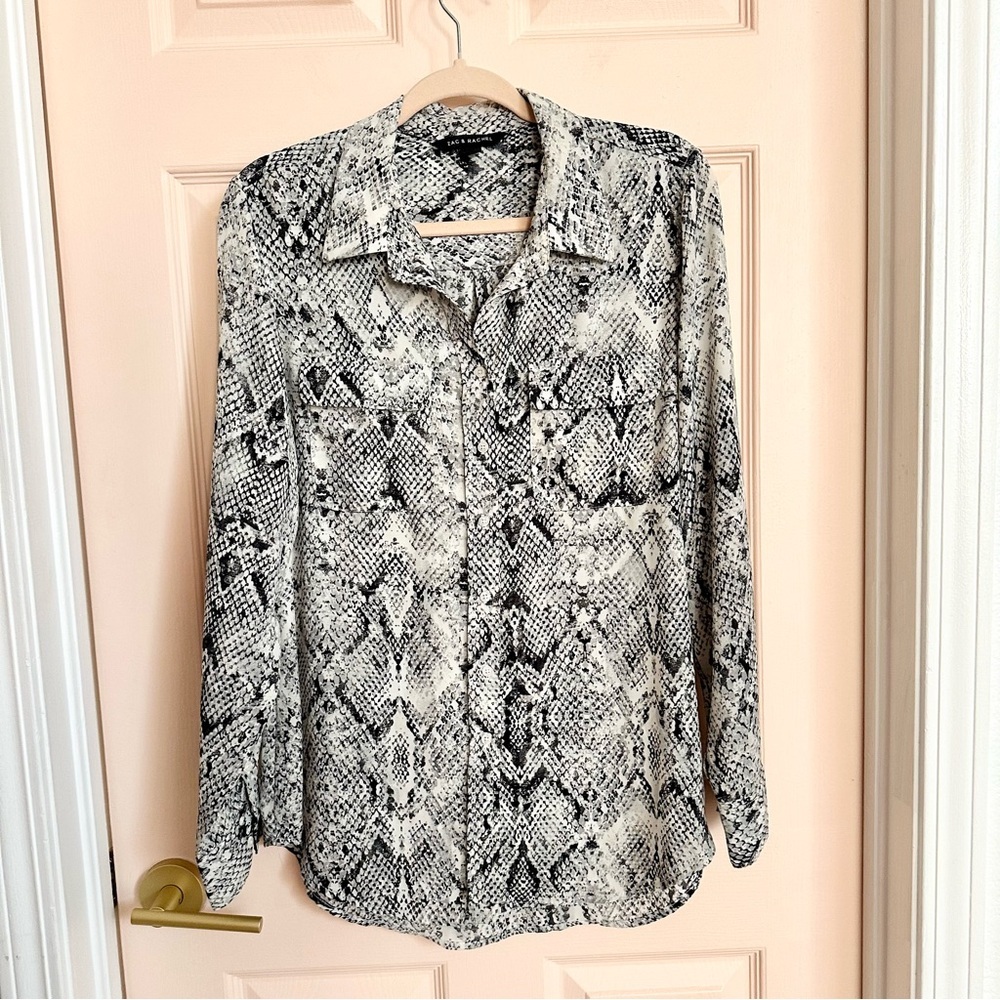 Zac and Rachel snakeskin button up